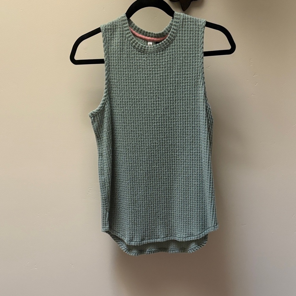 Sleeveless Green Waffle Knit Top